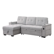 Ashlyn II 84&quotW Gray Fabric Rev.Sleeper Sect.w/Strg+Cuphldrs+USB Ports+Pckt Coil