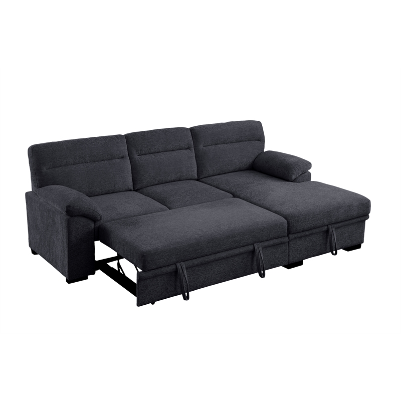 Lilola Home Kipling II 95-inch Dark Gray Chenille Sleeper Sectional Sofa