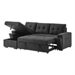 Toby 95&quotW Black Fabric Rev.Sleeper Sect.w/Strg Chaise+Pck Coil+Cuphldrs+USB Port