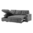 Toby 95&quotW Gray Fabric Rev.Sleeper Sect.w/Strg Chaise+Pck Coil+Cuphldrs+USB Port