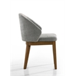 Andrew Set of 2 Barrel-Back Dining Chairs+Lt.Gray Fabric & Walnut Wood Fin. Legs