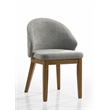 Andrew Set of 2 Barrel-Back Dining Chairs+Lt.Gray Fabric & Walnut Wood Fin. Legs