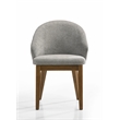 Andrew Set of 2 Barrel-Back Dining Chairs+Lt.Gray Fabric & Walnut Wood Fin. Legs