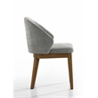 Andrew Set of 2 Barrel-Back Dining Chairs+Lt.Gray Fabric & Walnut Wood Fin. Legs