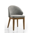 Andrew Set of 2 Barrel-Back Dining Chairs+Lt.Gray Fabric & Walnut Wood Fin. Legs