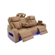 Jazz Lt Brown Faux Leather Pwr Recl.Sofa Set+BT Spkrs+LED+Wrls Chrg+USB+Cuphldrs