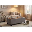 Madison Light Gray Uph. Storage Ottoman Console Tbl w/Wooden Top+USB+AC Ports