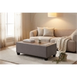 Madison Light Gray Uph. Storage Ottoman Console Tbl w/Wooden Top+USB+AC Ports
