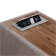 Madison Light Gray Uph. Storage Ottoman Console Tbl w/Wooden Top+USB+AC Ports