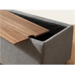 Madison Light Gray Uph. Storage Ottoman Console Tbl w/Wooden Top+USB+AC Ports