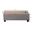Madison Light Gray Uph. Storage Ottoman Console Tbl w/Wooden Top+USB+AC Ports
