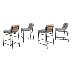 Lahni Set of 4 Gray Boucle 26-inch Counter Stools with Iron Legs