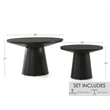 Jasper Ebony Black 2-Piece Round Wood Coffee & End Table Set