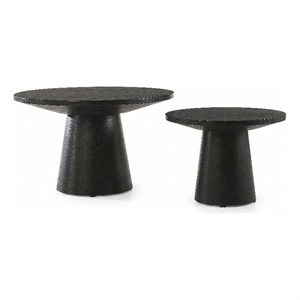 Jasper Ebony Black 2-Piece Round Wood Coffee & End Table Set