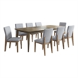 Bistro 9-Pc Walnut Mixed Wood Fin.Dining Set-Extendable Tbl & 8 Linen Chrs