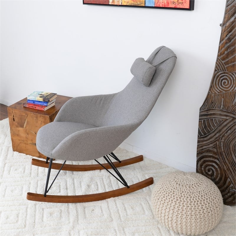 Jayce Mid Century Modern Glider Fabric Rocking Chair for Nursery in Gray
