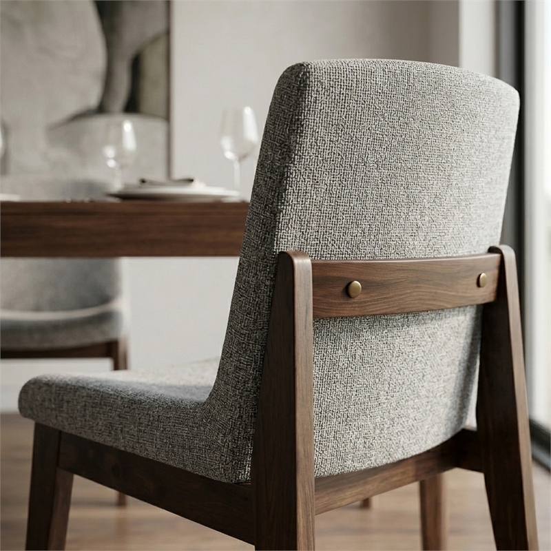 Ashcroft Levi Fabric Upholstered Dining Chair in Light Gray (Set of 2)