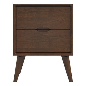 Edie Mid Century Modern Walnut Nightstand Bed Side Tables with 2 Drawers
