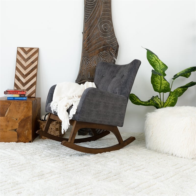 Logan Modern Indoor Livingroom Fabric Rocking Accent Chair in Gray