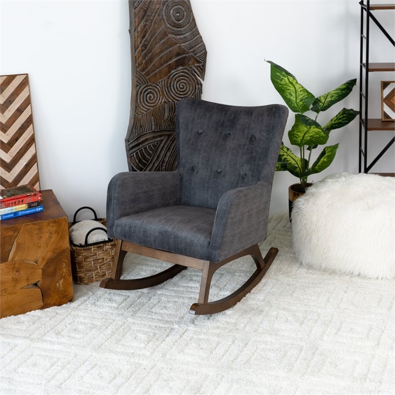 Logan Modern Indoor Livingroom Fabric Rocking Accent Chair in Gray