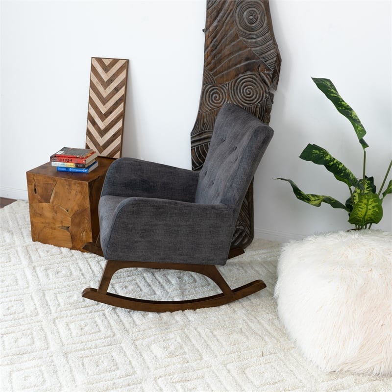 Logan Modern Indoor Livingroom Fabric Rocking Accent Chair in Gray