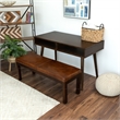 Komodo Mid-Century Modern Stitched Genuine Leather Upholstered Bench in Tan