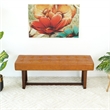 Espresso Mid-Century Modern Rectangular Genuine Leather Bench in Tan