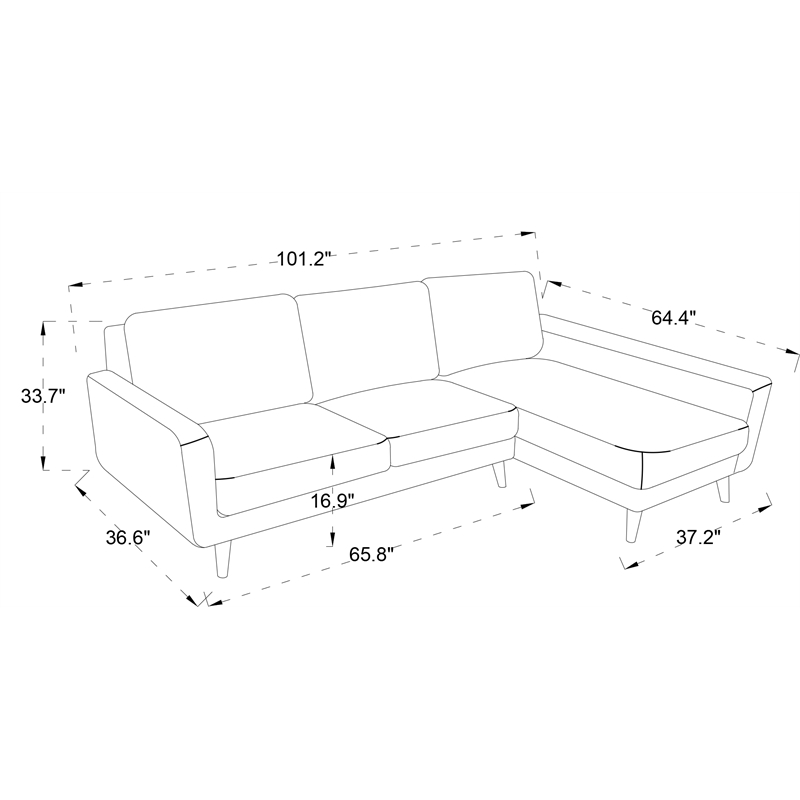 Belmont Marengo Fabric Right Facing Corner Sectional Sofa in Gray
