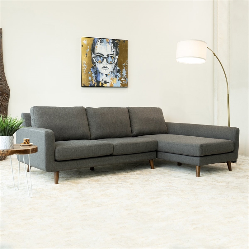 Belmont Marengo Fabric Right Facing Corner Sectional Sofa in Gray