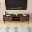 Lennon Mid Century Modern Brown Wood TV Stand with 6 Storage Cabinet