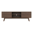 Vicenza Mid Century Solid Wood Walnut TV Stand with 6 Storage Cabinet