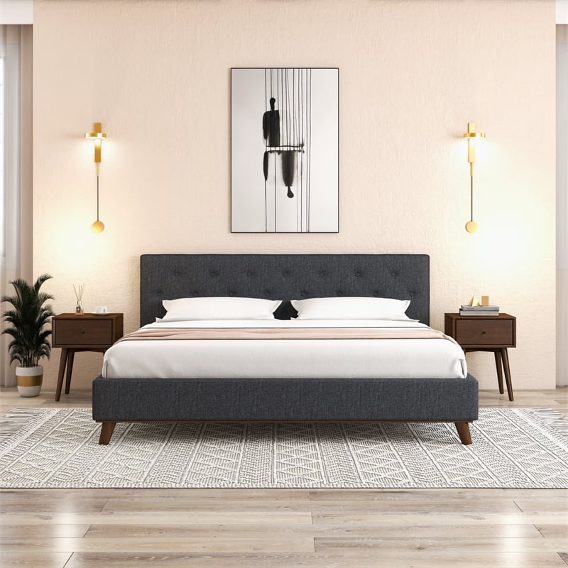 Cooper Mid Century Modern Walnut Nightstand Bed Side Tables with 1 Drawers