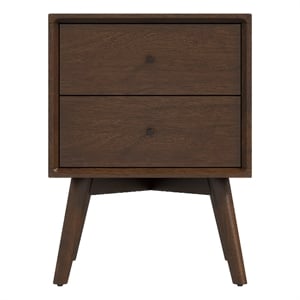Francesca Mid Century Modern Walnut Nightstand Bed Side Tables with 2 Drawers