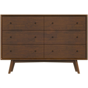 Francesca Modern Bedroom 6 Drawers Dressers in Solid Wood Walnut Brown
