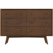 Francesca Modern Bedroom 6 Drawers Dressers in Solid Wood Walnut Brown