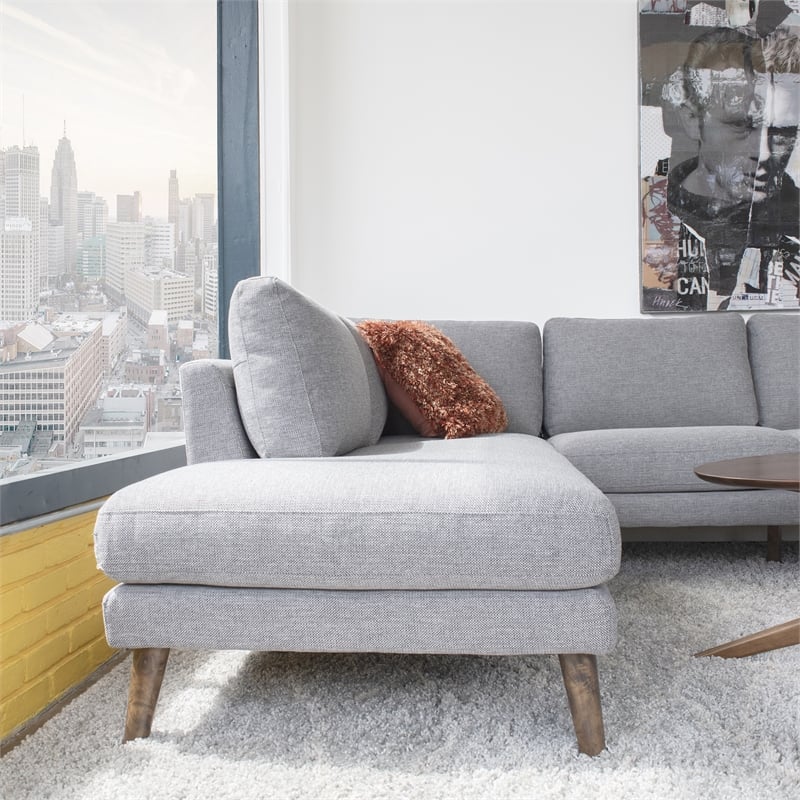 Paisley Mid-Century L-Shaped Pillow Back Microfiber Left-Facing Sectional Gray