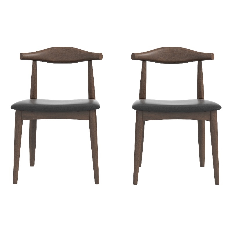 Blake Modern Dining Room and Kitchen Black Faux Leather Chair (Set of 2)