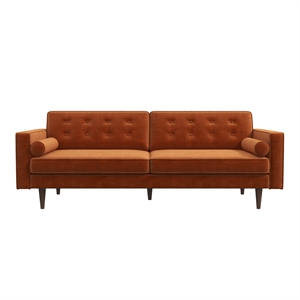 Harriet Mid-Century Modern Tufted Back Velvet Sofa in Orange