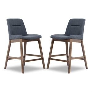 Ashcroft Helena Square Fabric Upholstered Counter Stool in Dark Gray (Set of 2)