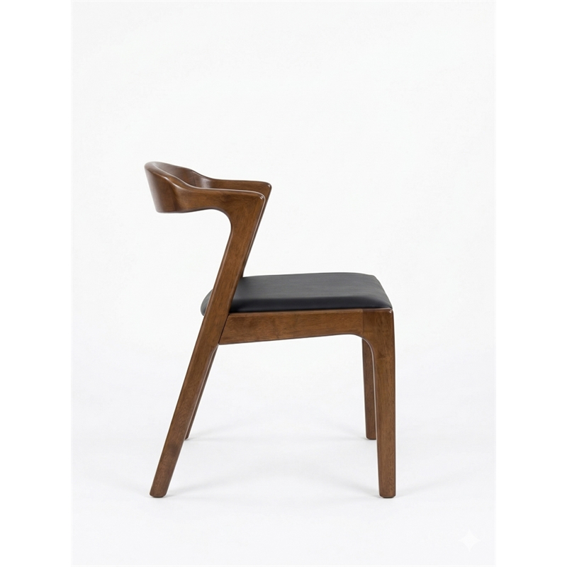 Roxy Mid-Century Modern Faux Leather Dining Chair in Black (Set of 2)
