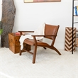 Sahana Modern Furniture Style Wide Top Leather Cognac Tan Accent Armchair