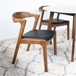 Calabria 5-Piece Mid-Century Dining Set w/ 4 Pu Leather Dining Chairs in Black