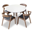 Calabria 5-Piece Mid-Century Dining Set w/ 4 Pu Leather Dining Chairs in Black