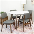 Cambria 5-Piece Mid-Century Dining Room Set w/4 Fabric Dining Chairs in Gray