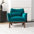 Gatsby Mid-Century Modern Tight Back Velvet Upholstered Armchair in Teal
