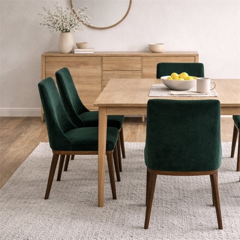 Grayson Mid-Century Modern Velvet Dining Chair in Green (Set of 2)