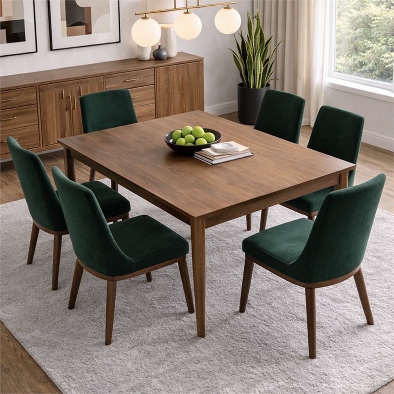 Grayson Mid-Century Modern Velvet Dining Chair in Green (Set of 2)