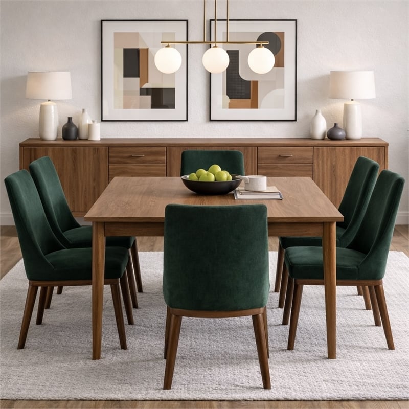 Grayson Mid-Century Modern Velvet Dining Chair in Green (Set of 2)