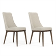 Grayson Mid-Century Modern Polyester Blend Fabric Dining Chair in Beige (Pair)