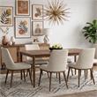 Grayson Mid-Century Modern Polyester Blend Fabric Dining Chair in Beige (Pair)